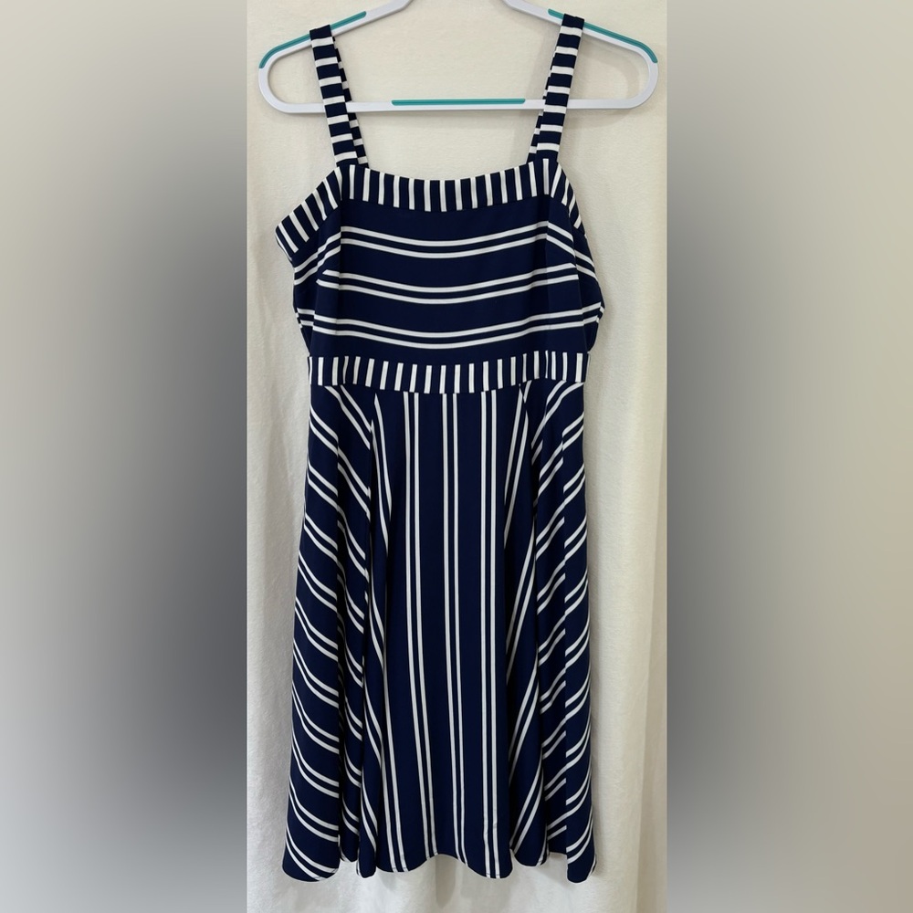Strappy Dress Size 10 NWT Fit & Flare Navy Stripe